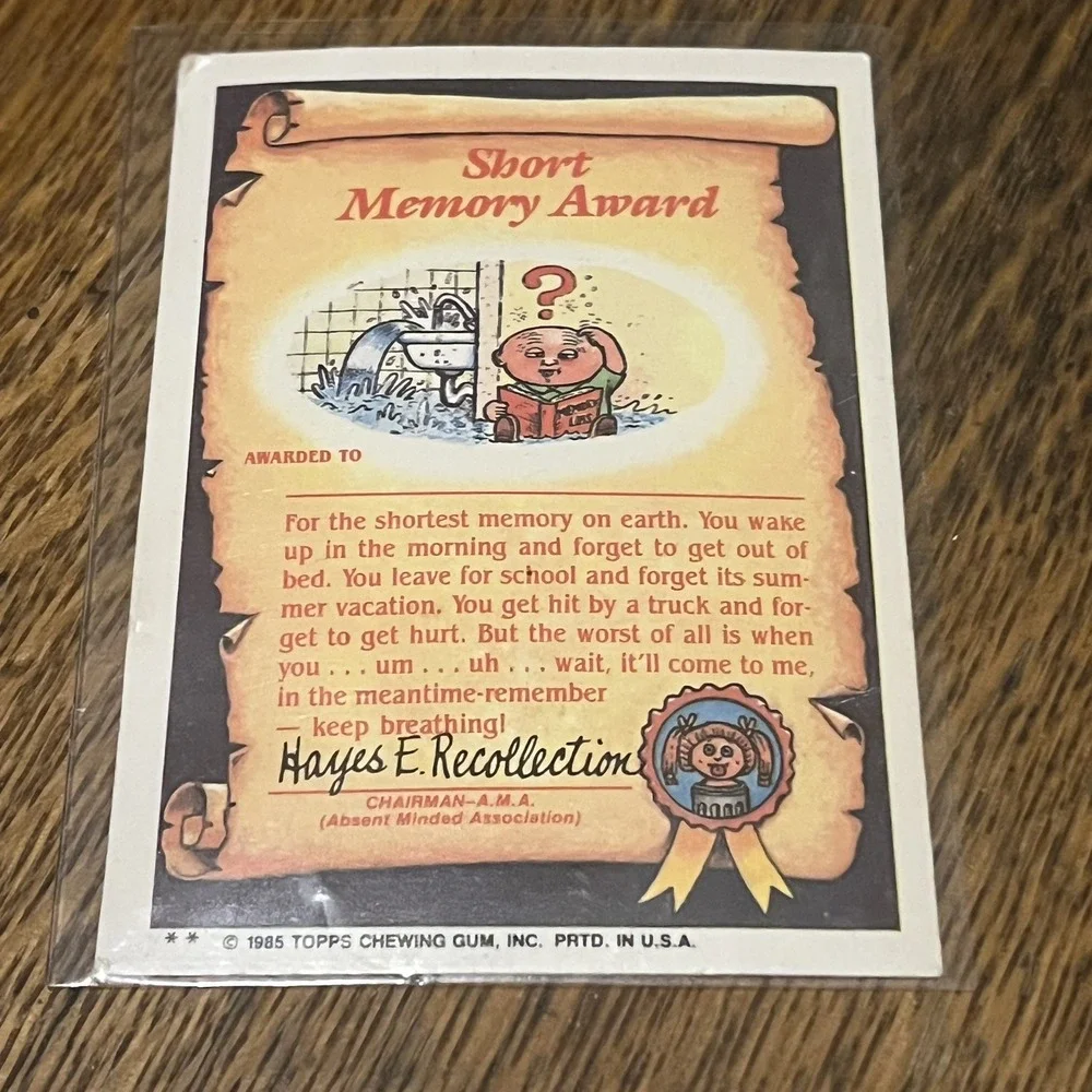 Vintage 1985 Topps Garbage Pail Kids Series 2 Shrunken Ed 65a MATTE BACK GPK BB2